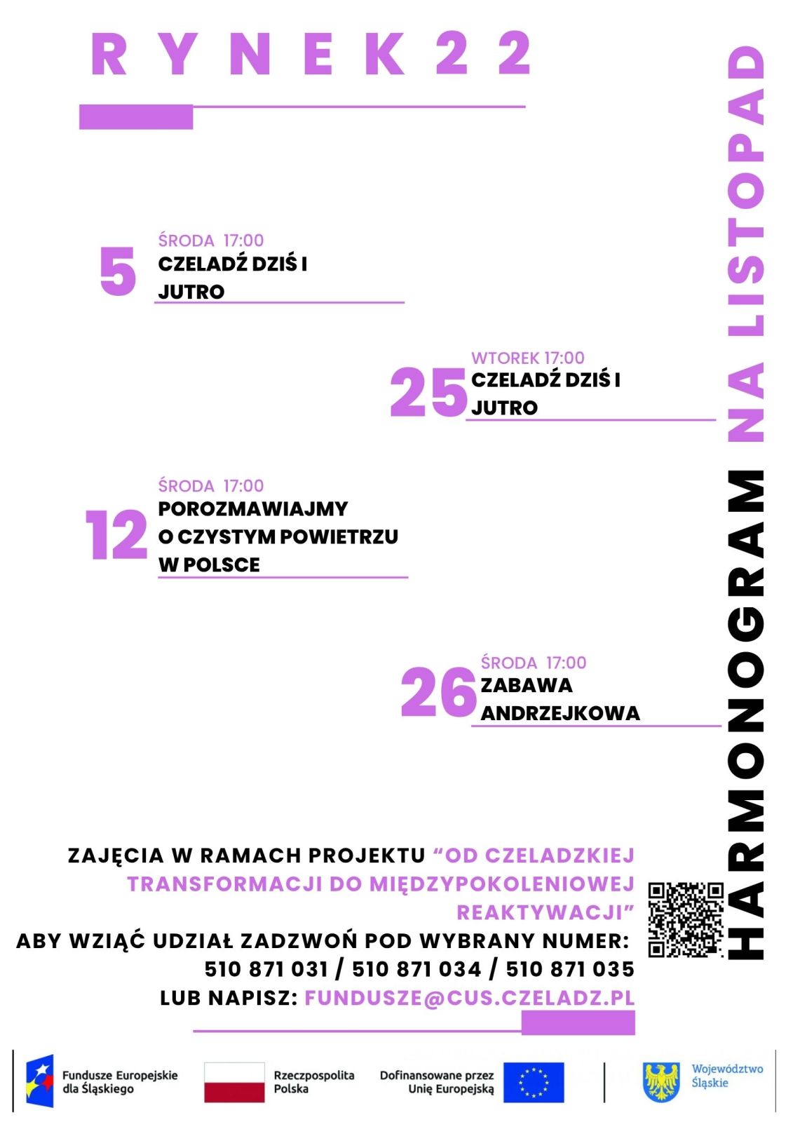 Harmonogram - Rynek 22 - Listopad 2025