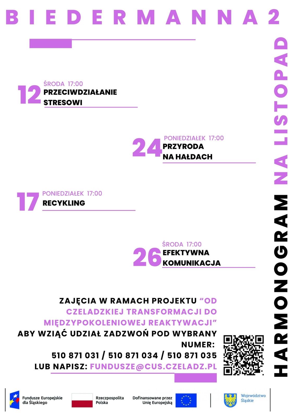 Harmonogram - Biedermanna 2 - Listopad 2025